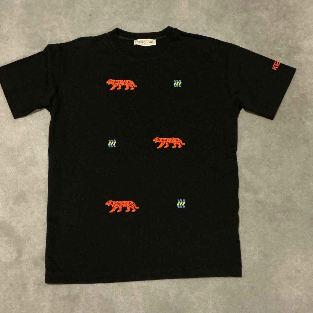 Kenzo Black T-Shirt with Red and Blue Accents